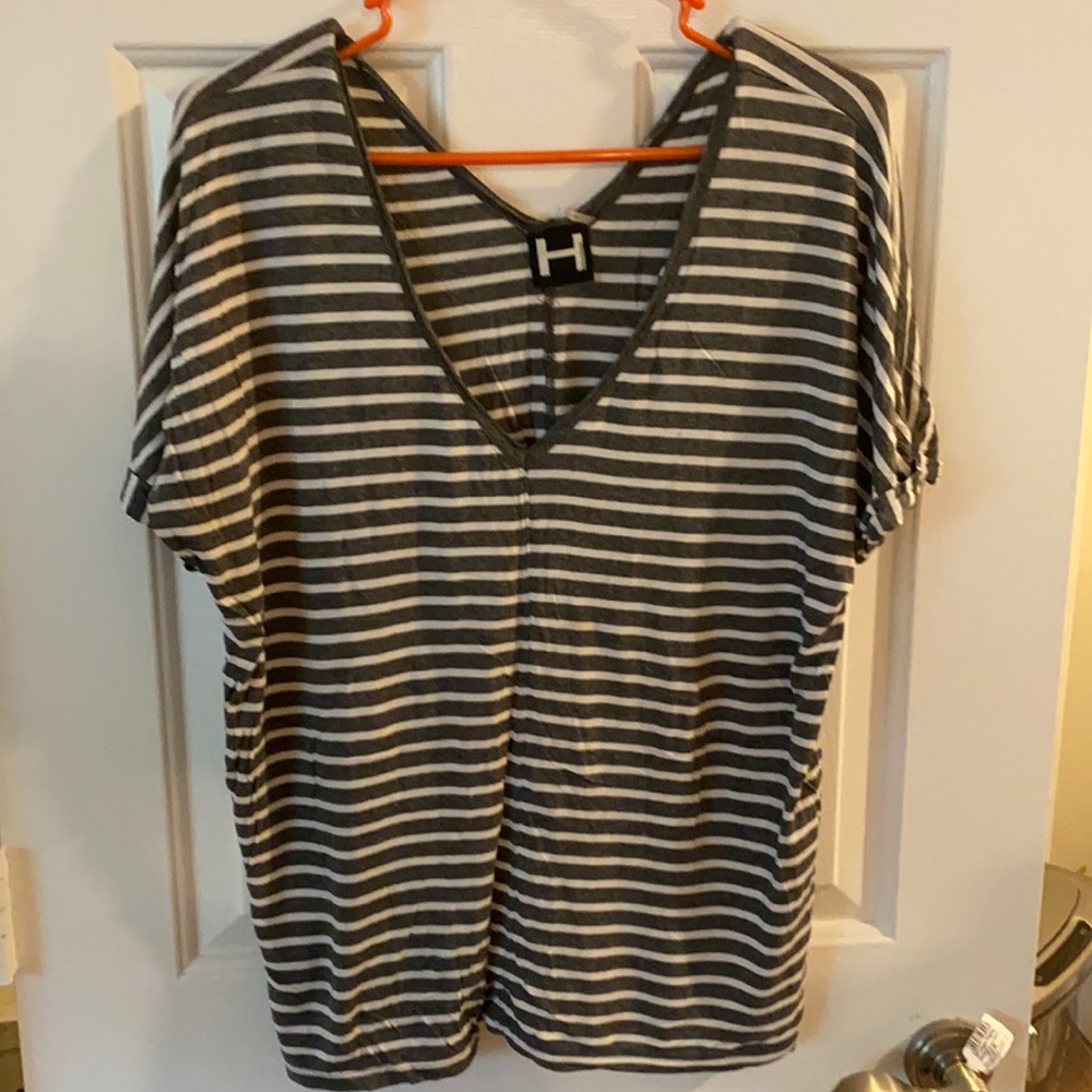 Grey and white striped H by Bordeaux tshirt shirt